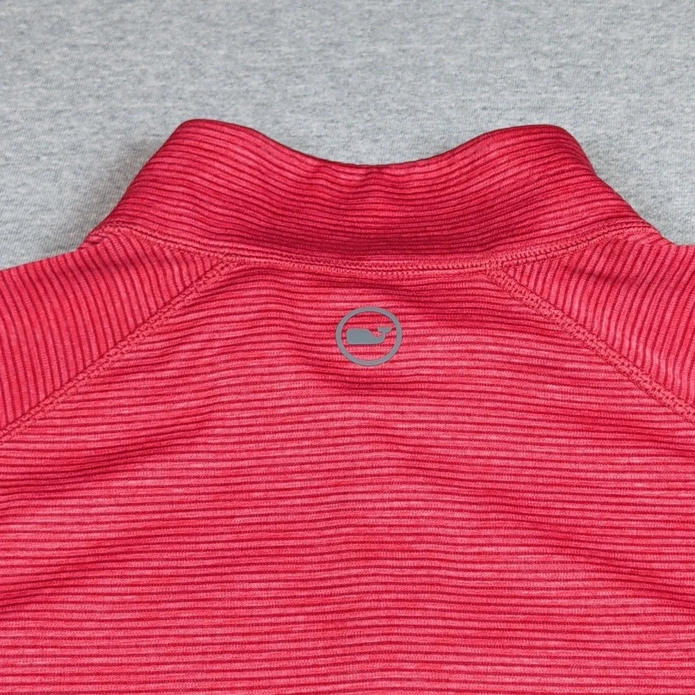 Vineyard Vines Performance Mens XL Red Striped Quarter Zip Pullover 1K001218